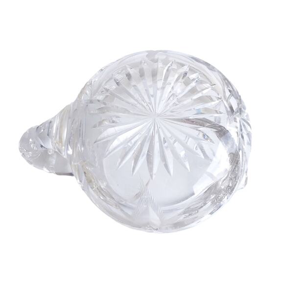 Vintage Cut Crystal Sugar Bowl Creamer Bowl Floral Star Etched Clear Glass MCM - Picture 7 of 14